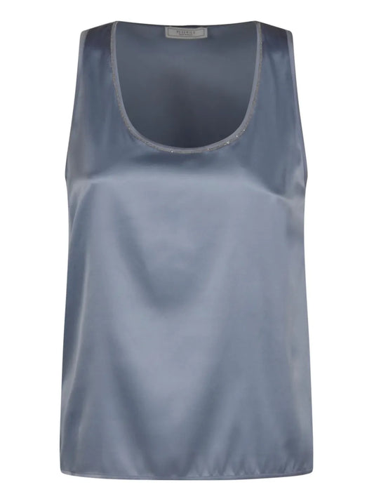 Satin Scoop-Neck Top