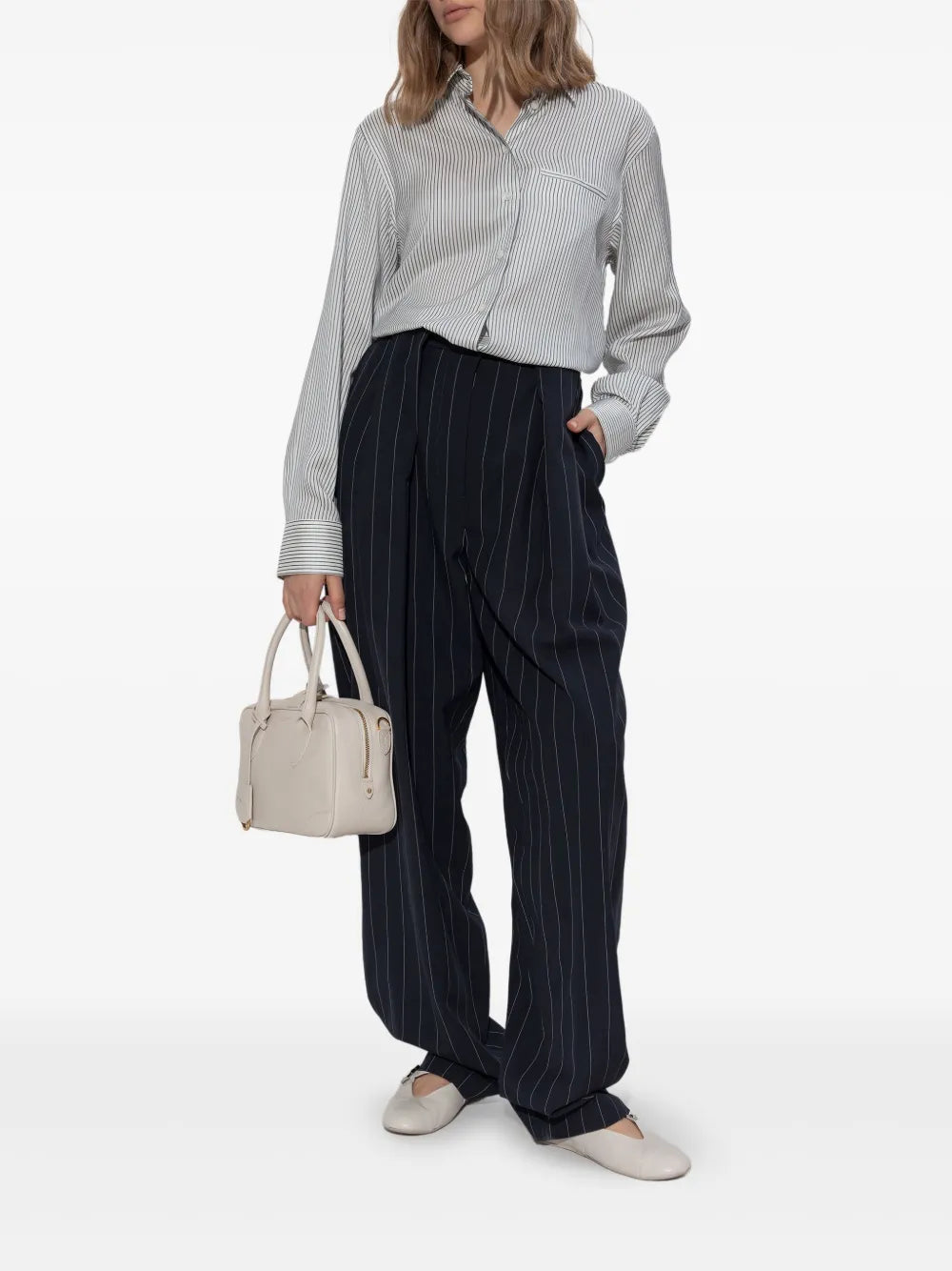 Pinstripe-Pattern Panelled Trousers