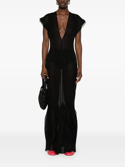 Panelled Organza Maxi Dress