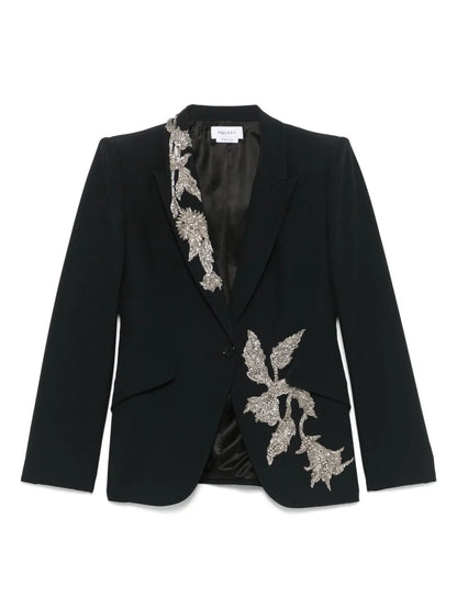 Embellished Padded-Shoulders Blazer