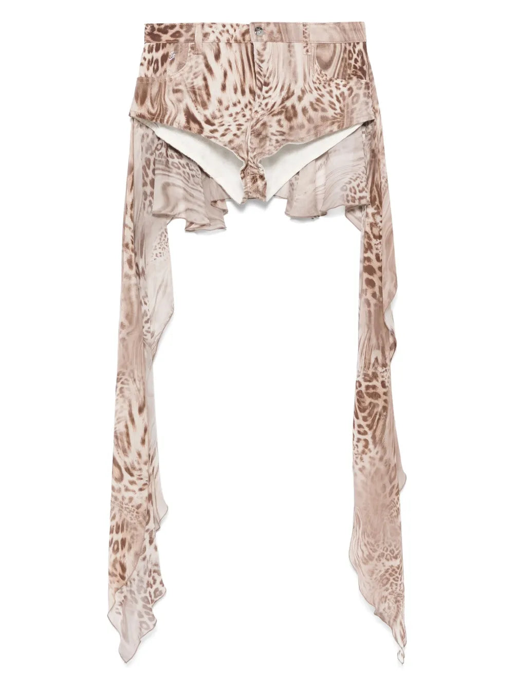 Flounce-Detail Printed Shorts