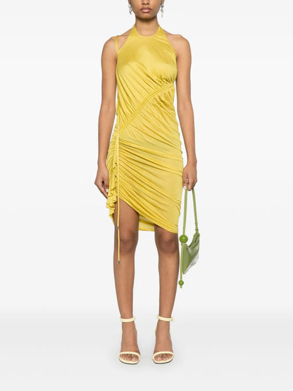 Gathering-Detail Crepe Mini Dress