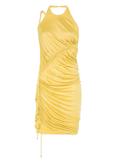 Gathering-Detail Crepe Mini Dress