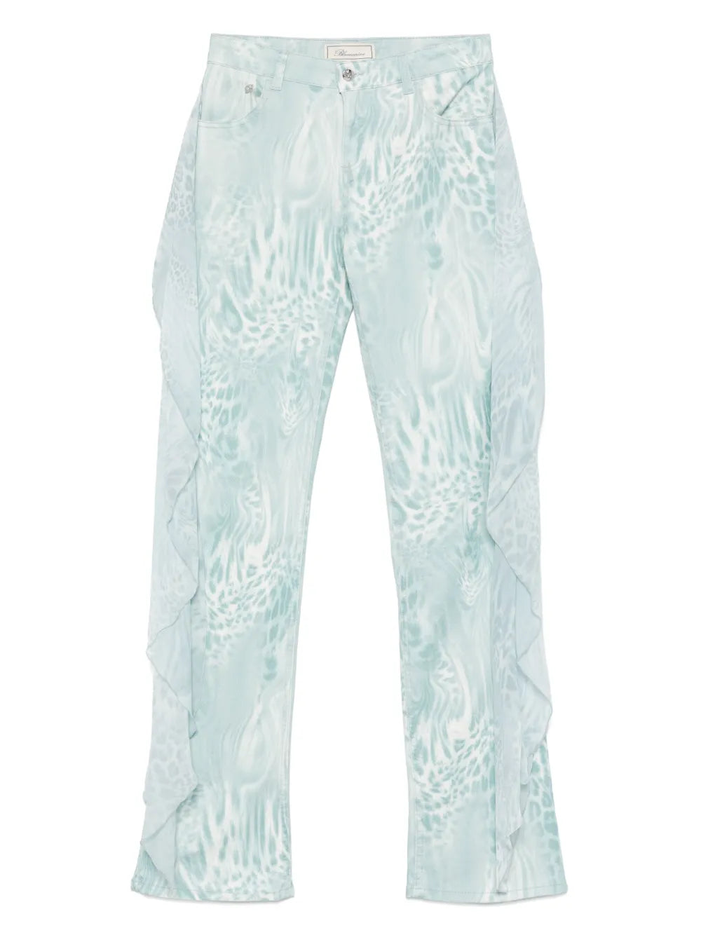 Flounce-Detail Printed Jeans