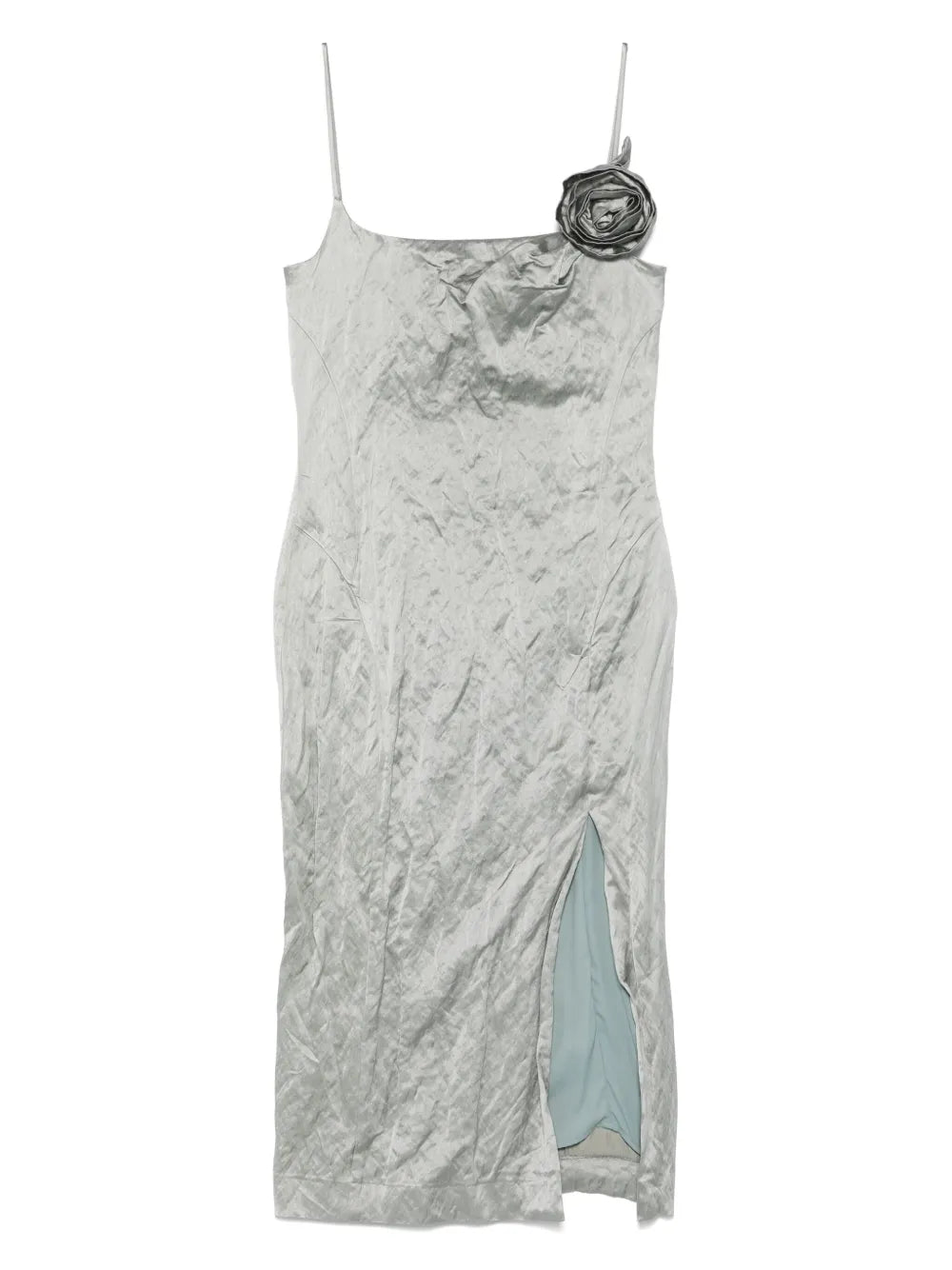 Crinkled Satin Midi Dress