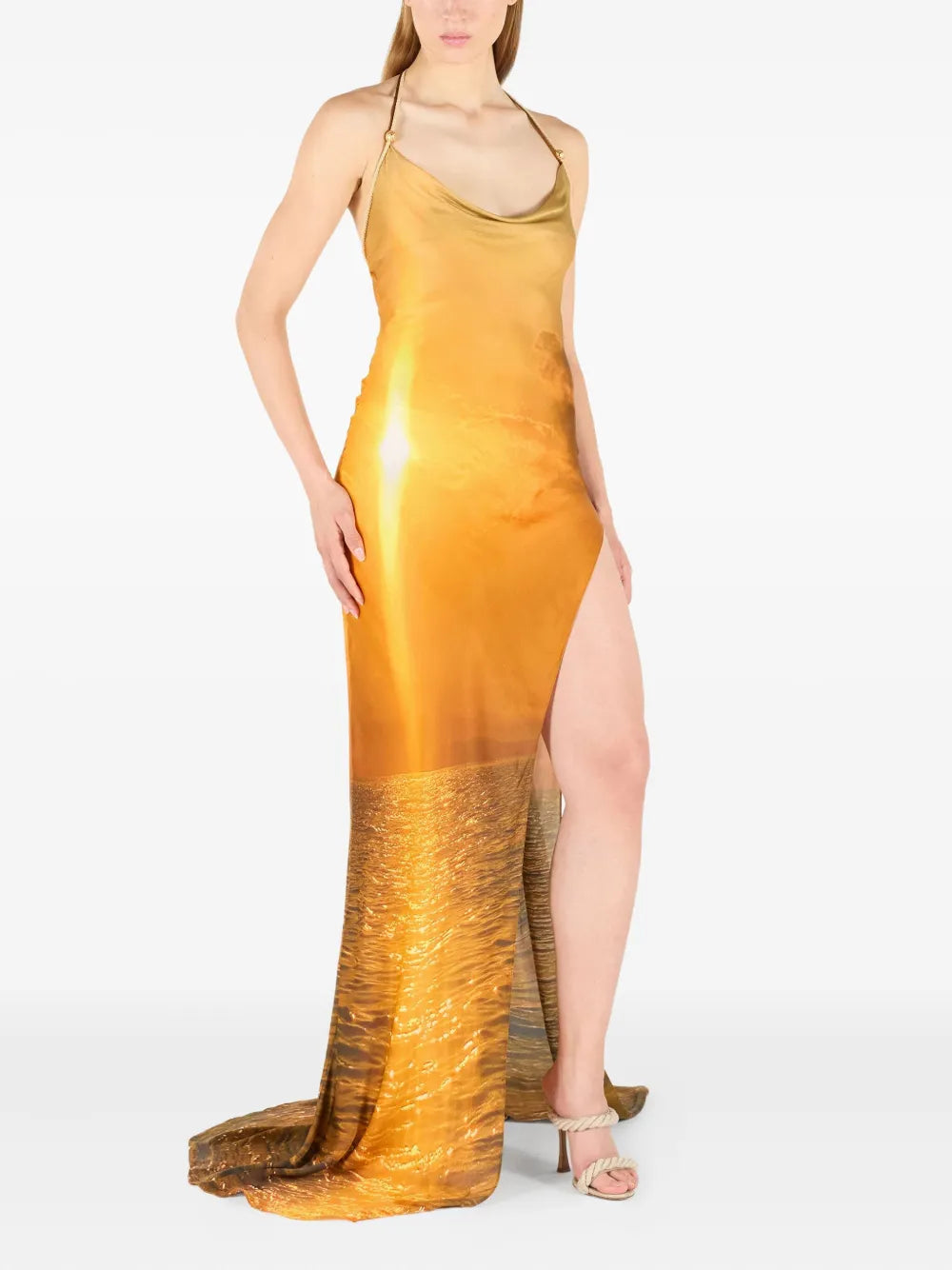 Sunset-Print Maxi Dress