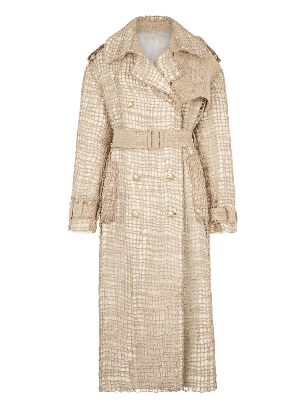 Jute-Panel Trench Coat
