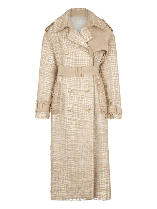 Jute-Panel Trench Coat