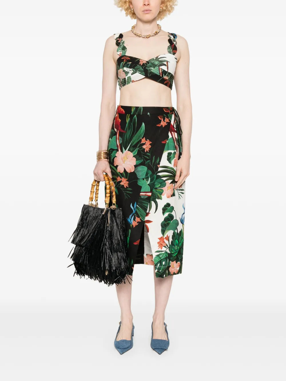 Midnight Macaw Fiesta Midi Skirt