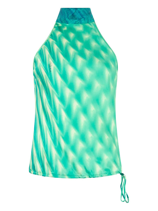 Graphic-Print Silk Top