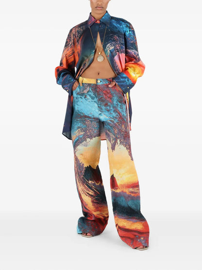 Patterned-Jacquard Trousers