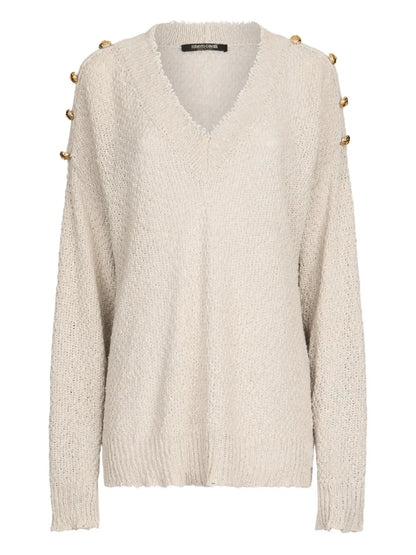 Button-Detail Knitted Sweater