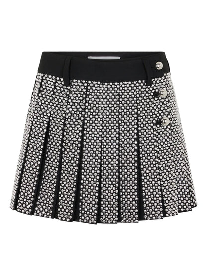Embroidered Grain De Poudre Mini Skirt