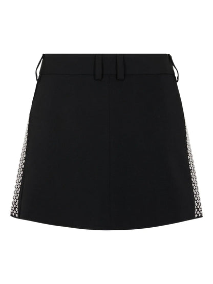 Embroidered Grain De Poudre Mini Skirt
