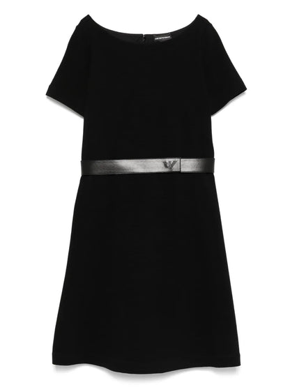 Ottoman-Jersey Belted Mini Dress