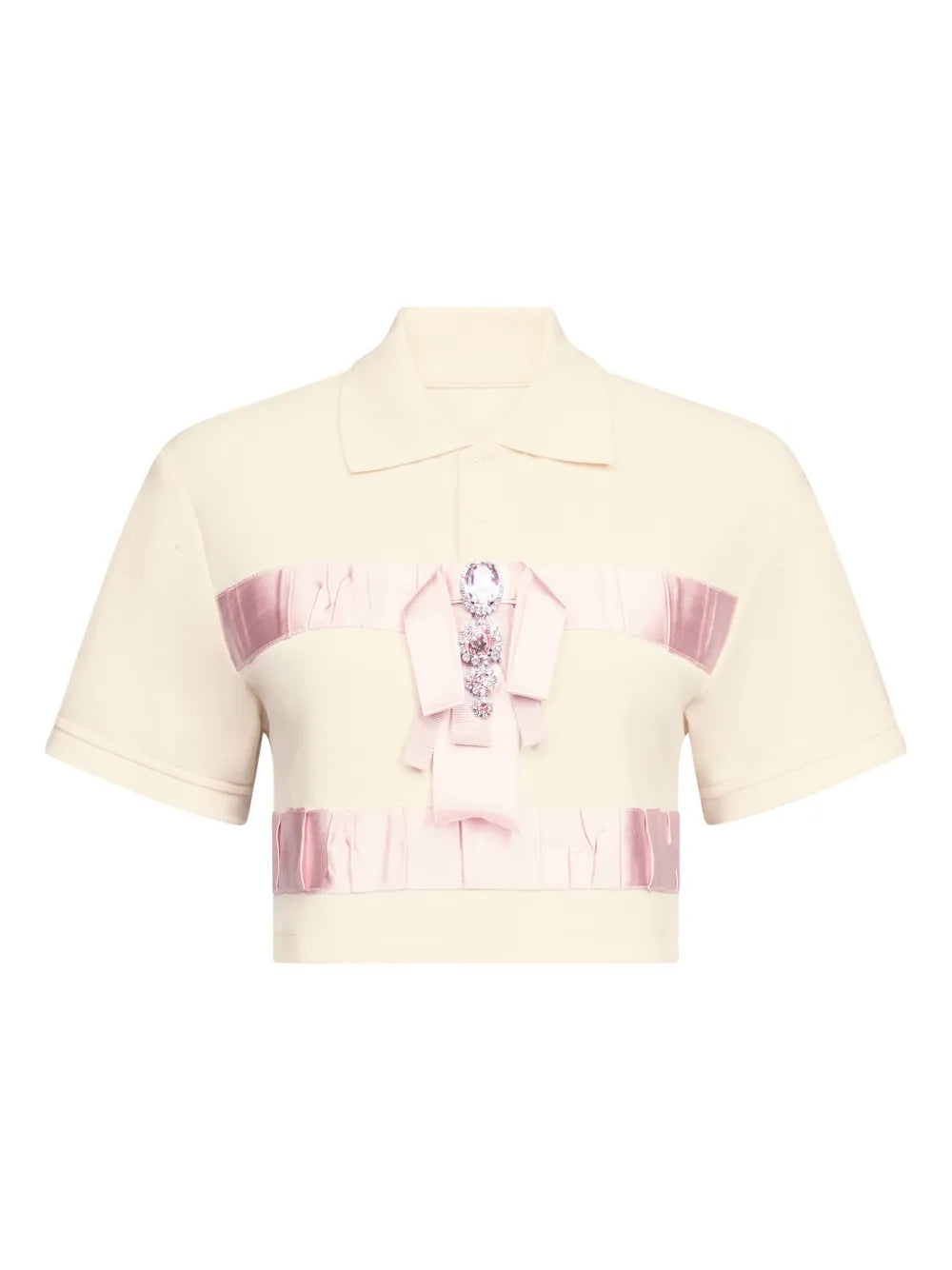 Crystal-Embellished Cropped Polo