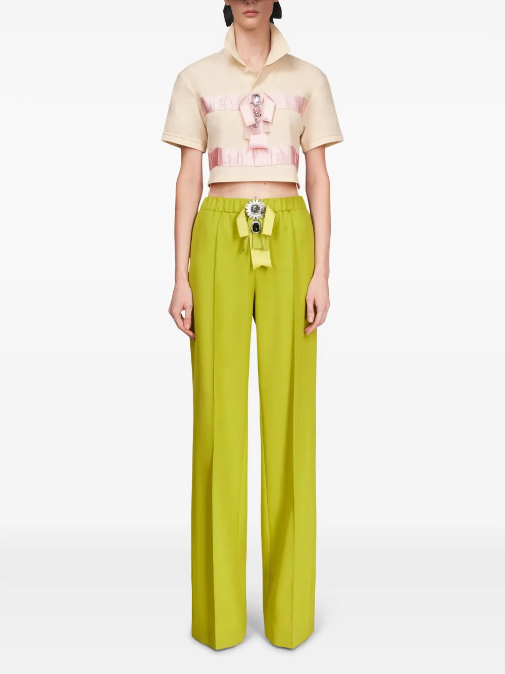 Crystal-Embellished Cropped Polo