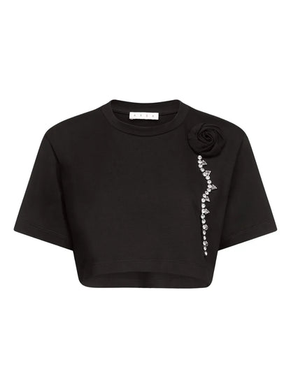 Crystal-Embellished Cropped T-Shirt