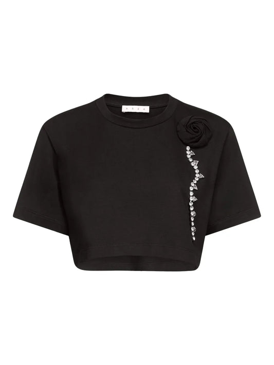 Crystal-Embellished Cropped T-Shirt