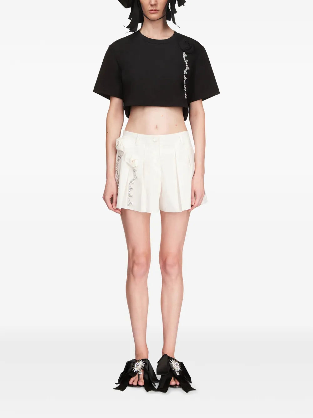 Crystal-Embellished Cropped T-Shirt