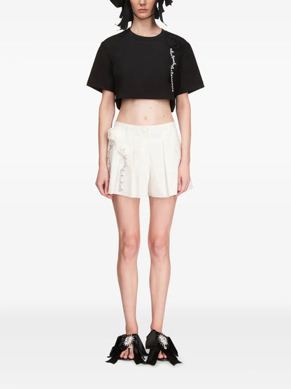 Crystal-Embellished Cropped T-Shirt