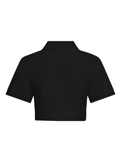 Crystal-Embellished Cropped Polo