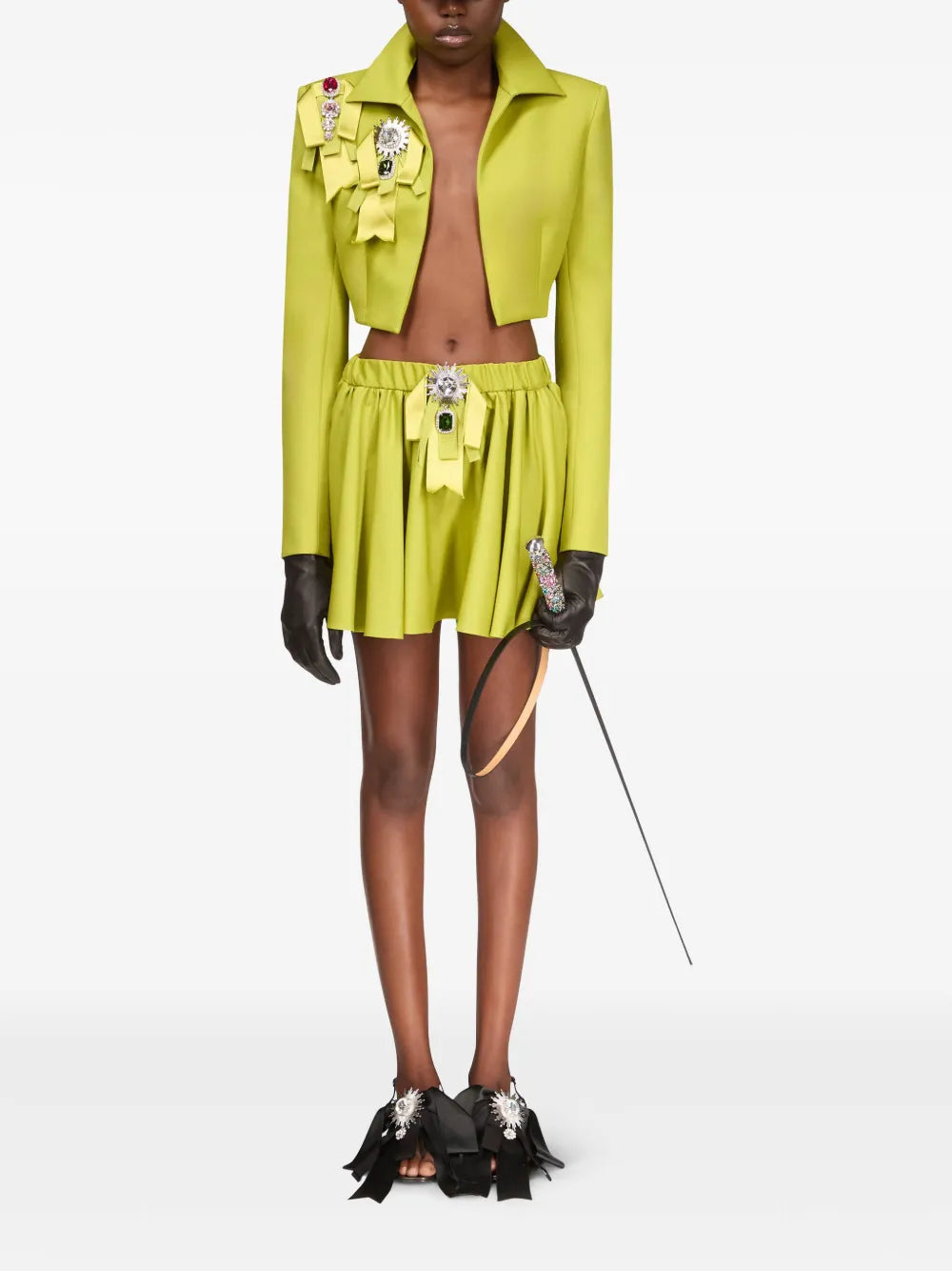 Crystal-Embellished Cropped Jacket