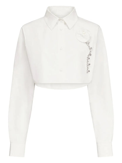 Crystal-Embellished Cropped Shirt