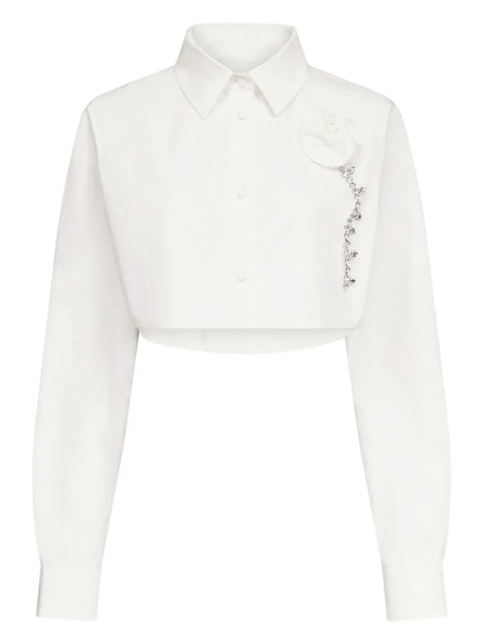 Crystal-Embellished Cropped Shirt