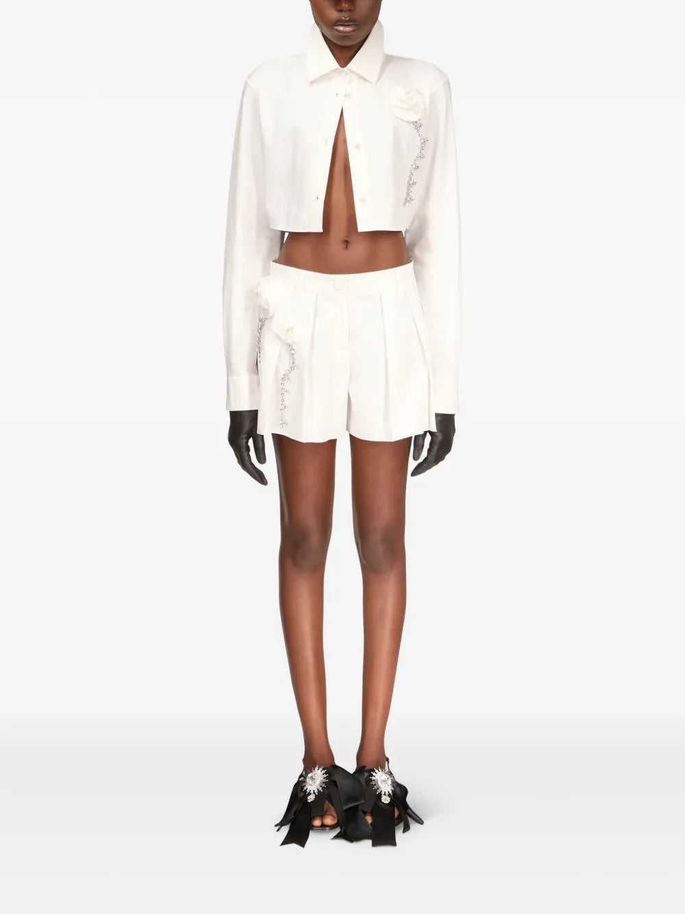 Crystal-Embellished Cropped Shirt
