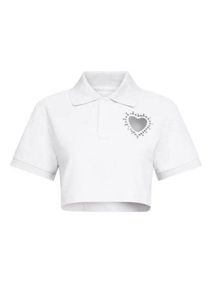 Crystal-Embellished Cropped Polo