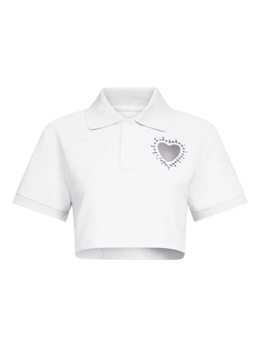 Crystal-Embellished Cropped Polo