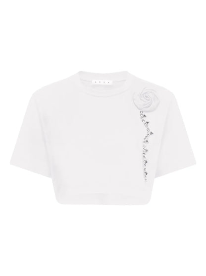 Crystal-Embellished Cropped T-Shirt