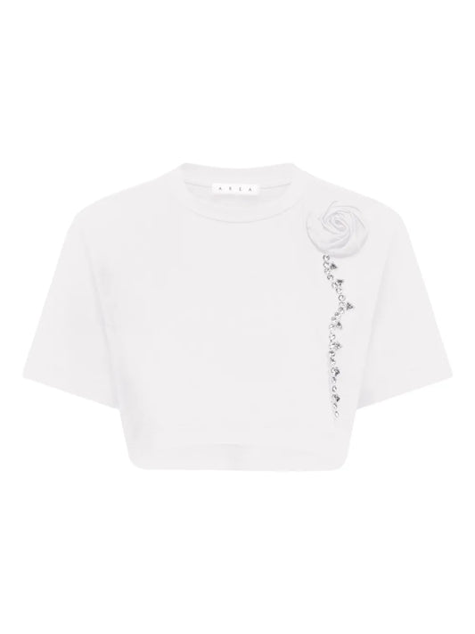 Crystal-Embellished Cropped T-Shirt