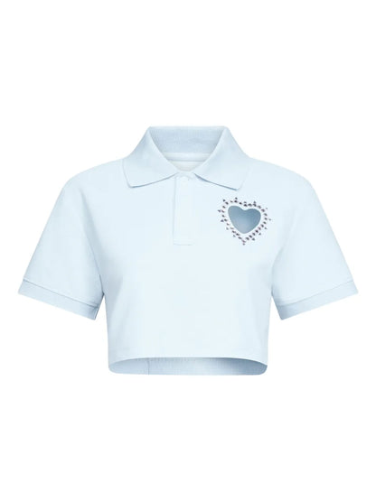 Crystal-Embellished Cropped Polo