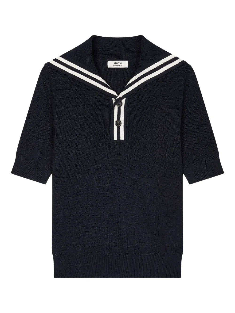 Sailor-Collar Short-Sleeve Top