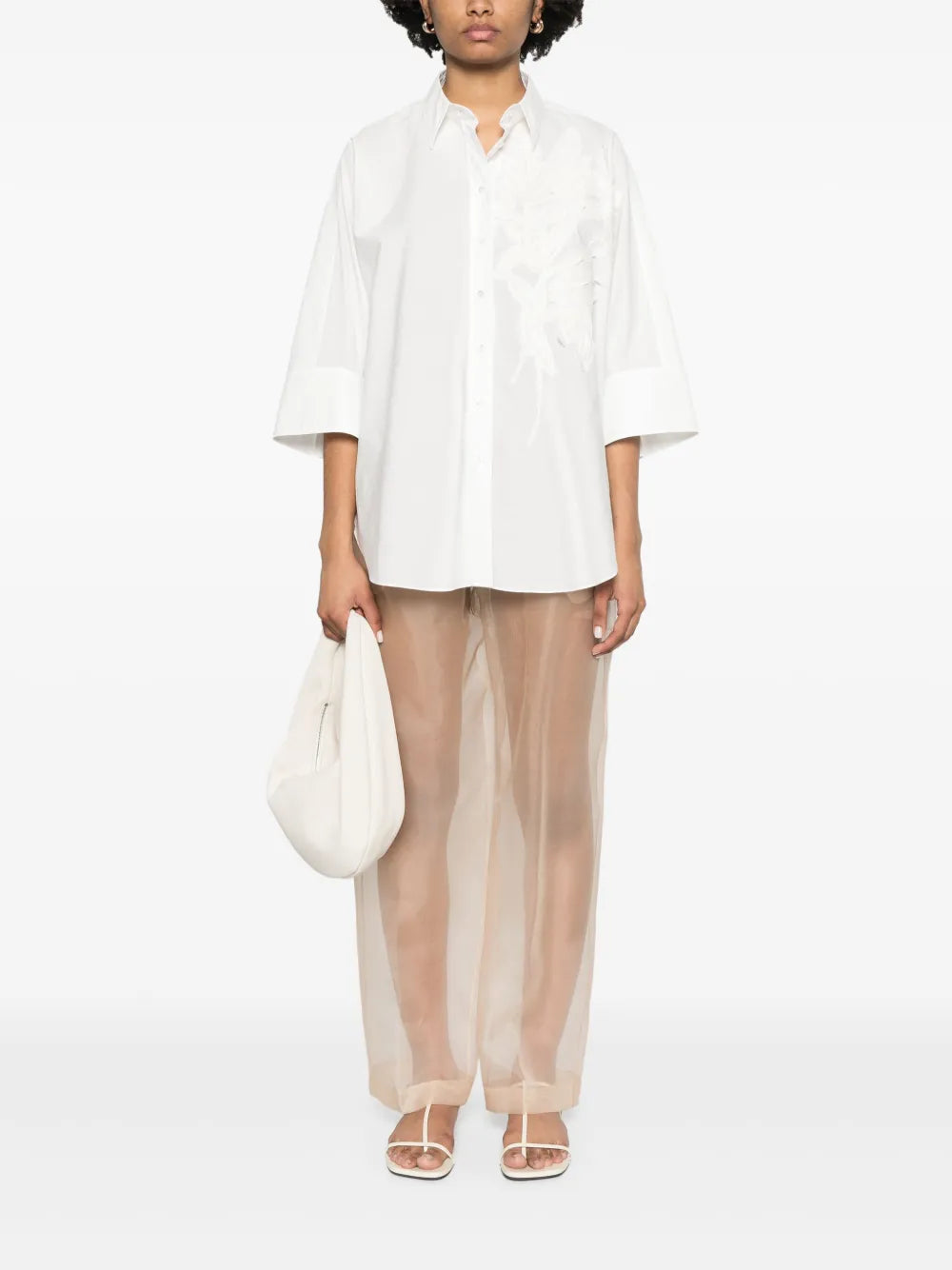 Floral-Appliqué Shirt