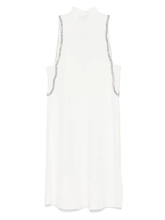 Rhinestone-Embellished Knitted Mini Dress