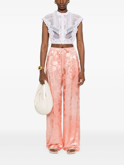 Floral-Jacquard Trousers