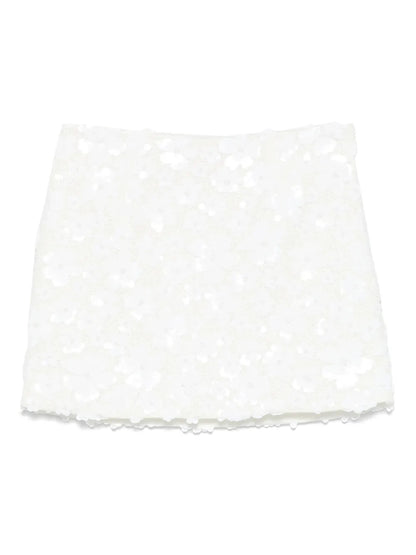 Floral-Embellished Scuba-Jersey Mini Skirt