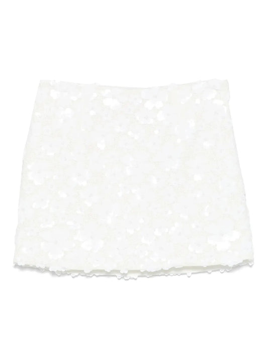 Floral-Embellished Scuba-Jersey Mini Skirt