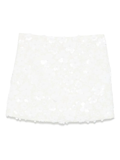 Floral-Embellished Scuba-Jersey Mini Skirt
