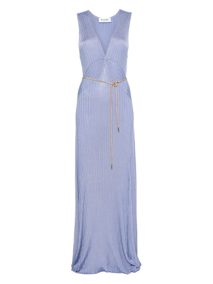 Necklace-Detail Draped Maxi Dress