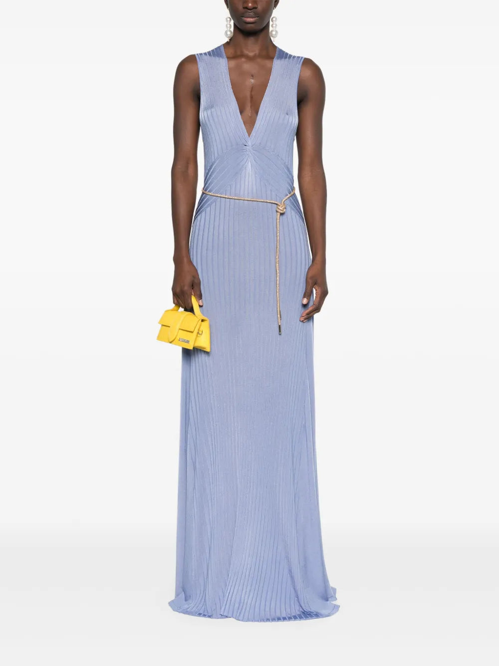 Necklace-Detail Draped Maxi Dress