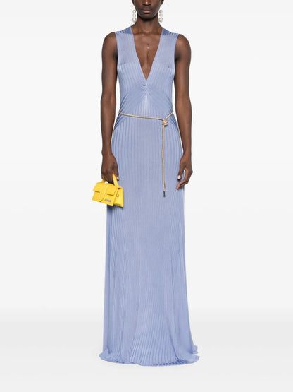 Necklace-Detail Draped Maxi Dress