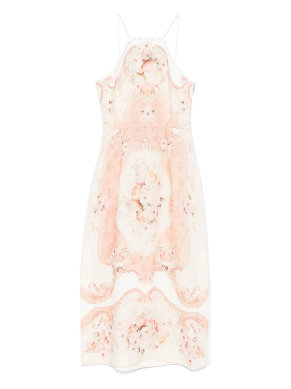 Printed Linen Midi Dress