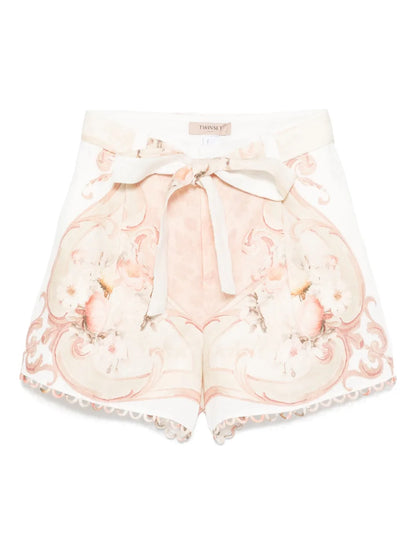 Printed Linen Shorts