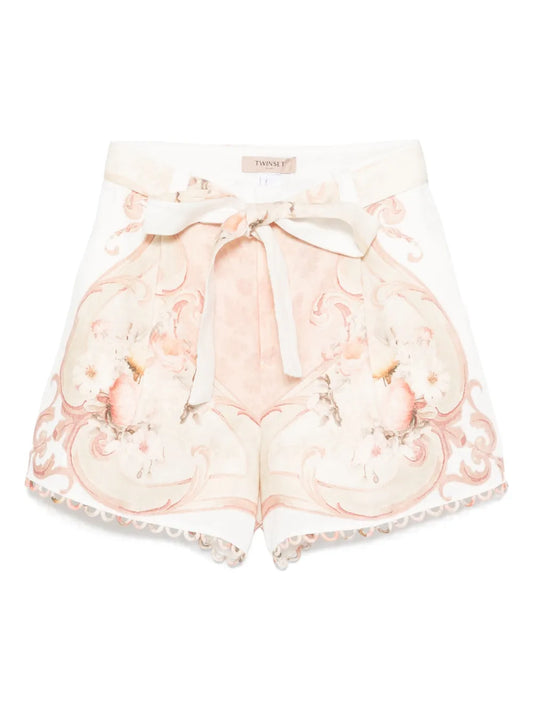 Printed Linen Shorts