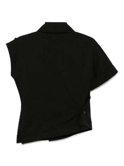 Muti Button Twisted Collared Top