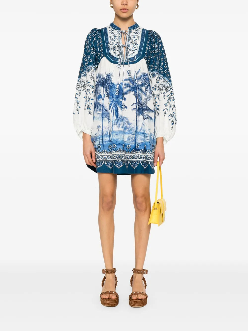 Palm Tree-Print Mini Dress